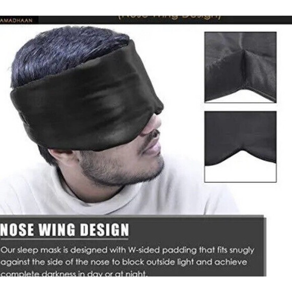 Samadhaan 100% Mulberry Silk Sleep Mask for Side Sleepers Eye Mask Nose Wing - Picture 2 of 8